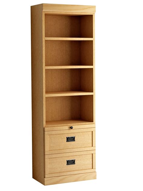 Mission Style Bookcase with Bottom Drawers in Oak - Honey Finish. | Bookcase with drawers ...
