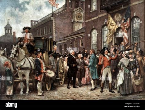 George Washington's inauguration at Philadelphia. Painting by Jean Leon Gerome Ferris, 1863-1930 ...