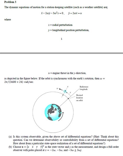 Solved Problem 3 The dynamic equations of motion for a | Chegg.com