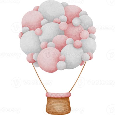 Lovely pink balloons watercolor clipart, Hot air balloon clipart ...