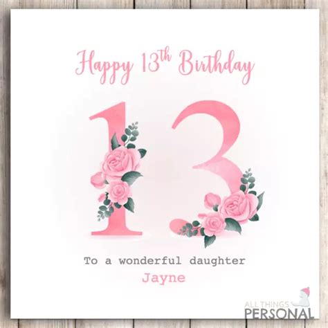 PERSONALISED 13TH BIRTHDAY Card for Granddaughter Daughter Niece Girls ...