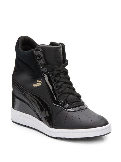 PUMA Advantage Leather Wedge Sneakers in Black | Lyst