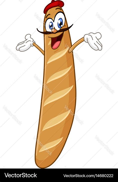 Baguette cartoon Royalty Free Vector Image - VectorStock