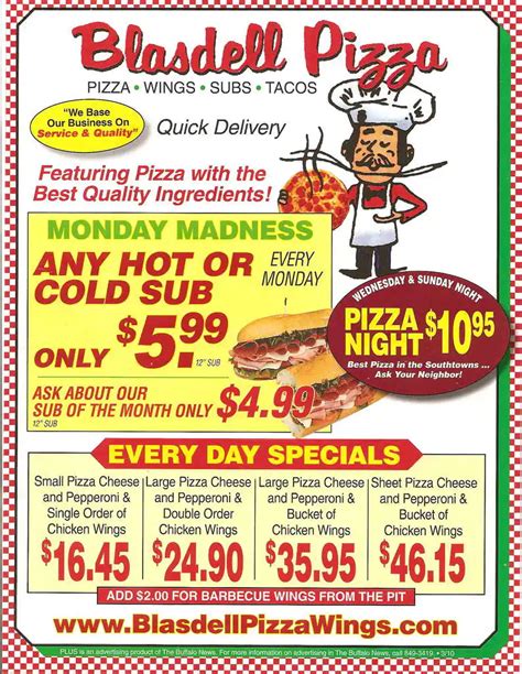 Menu at Blasdell Pizza & Subs pizzeria, Blasdell, South Park Ave