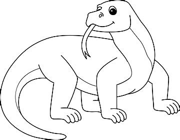 Komodo Dragon Animal Isolated Coloring Page Toddler Outline Colour Vector, Toddler, Outline ...