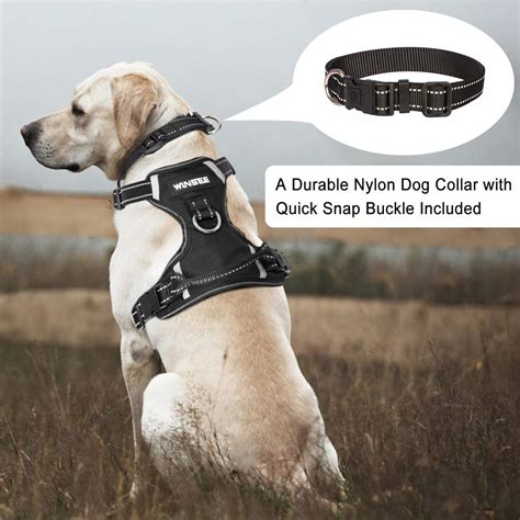 WINSEE Dog Harness No Pull, Pet Harnesses with Dog Collar, Adjustable Reflective Oxford Outdoor ...