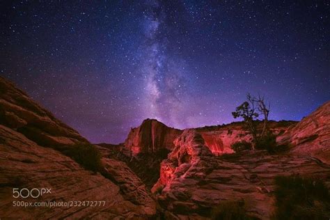 Milky Way Amazing Milky Way from Mesa Arch Trail Canyonlands National Park. 20 images stacked to ...