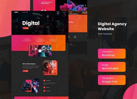 Premium PSD | Digital marketing agency website template in dark mode