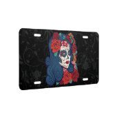 Sugar Skull Woman Red Roses In Hair License Plate | Zazzle
