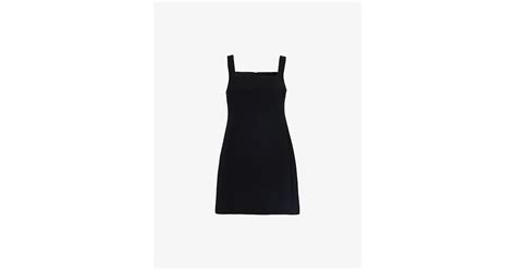 Theory Square-neck Sleeveless Woven Mini Dress in Black | Lyst