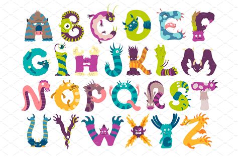 Monster alphabet from A to Z | Graphic Objects ~ Creative Market