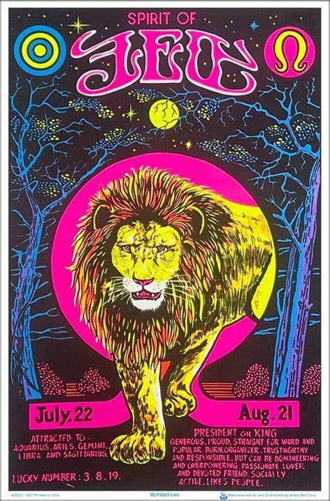 Leo Zodiac Sign Blacklight Poster - 23" x 35"