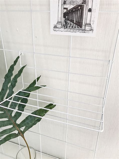 White Wire Wall Grid, SHELF, CLIPS, Mood Board, Photo Frame, Wall Grid, Wire Memo Board, Metal ...