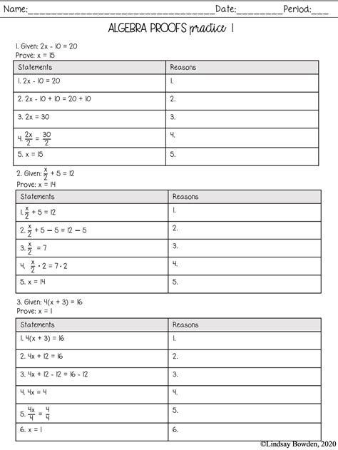 Algebra Proofs Notes and Worksheets - Lindsay Bowden