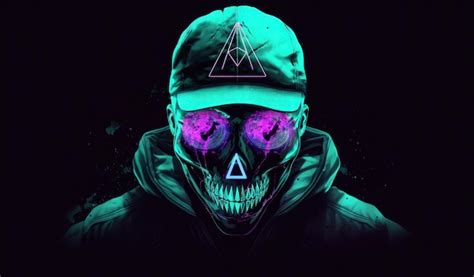 Premium AI Image | A man with a skull mask and a neon