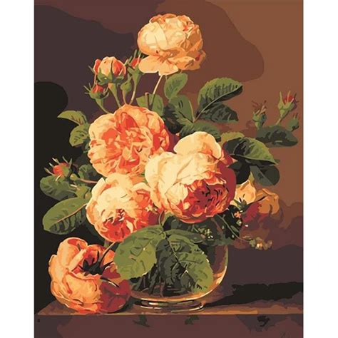 canvas painting fresh flower Framed painting by numbers paint by number ...