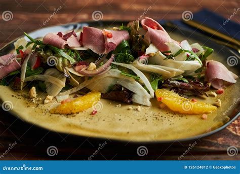 Vegetable Salad with Smoked Duck Breast. Fresh Stock Photo - Image of ...