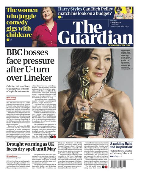 The Guardian on Twitter: "Guardian front page, Tuesday 14 March 2023 ...