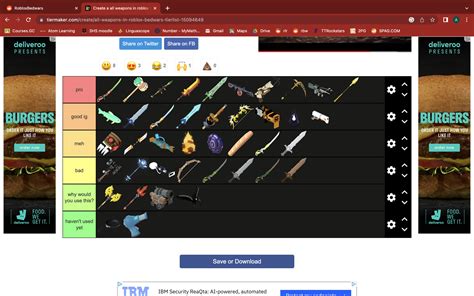 My tier list of bedwars weapons, tell me if u like or dislike! : r/RobloxBedwars