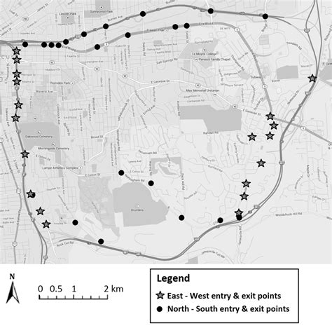 2. Entry and exit points of routes selected at random throughout the... | Download Scientific ...