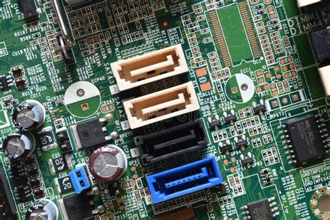 Close-up of Sata Ports on the Motherboard of a Pc Stock Image - Image of port, technology: 252533639