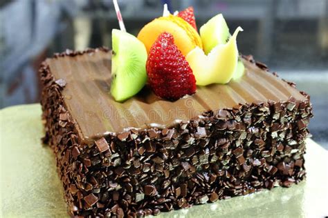 Chocolate Cake with Fresh Fruit Decoration Stock Photo - Image of luxury, brown: 30298294