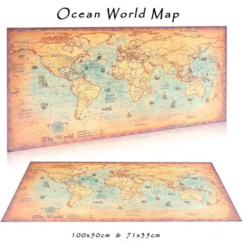 World Map large size vintage posters adornment retro print paper wall ...