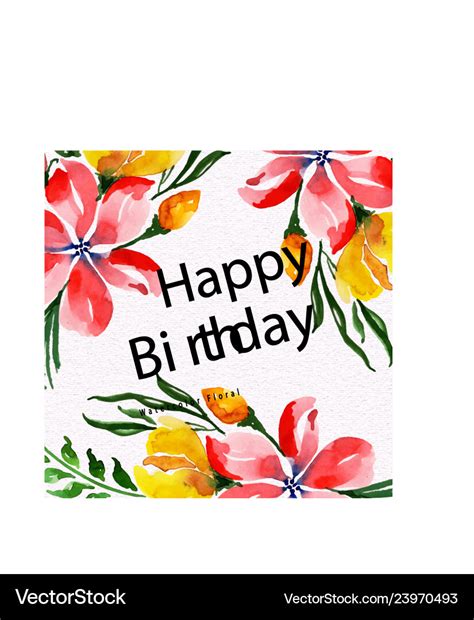 Watercolor floral happy birthday background Vector Image