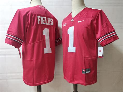 Mens #1 Justin Fields Ohio State Buckeyes Nike Stitched Scarlet College ...