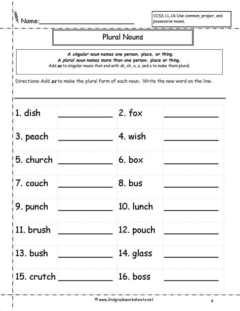 Singular Plural Nouns Exercises