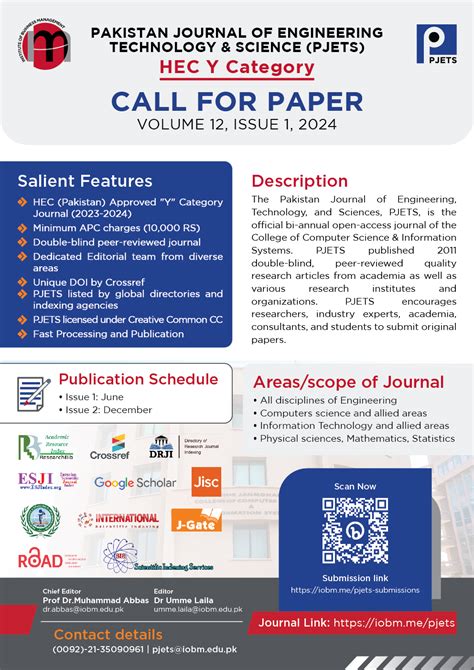 Call for Papers for Volume 12, Issue 1 ( June 2024) | Pakistan Journal of Engineering ...
