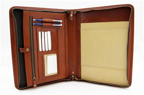 Zippered portfolio, Business Padfolio, Leather pocket folder organizer, Zippered work folder ...