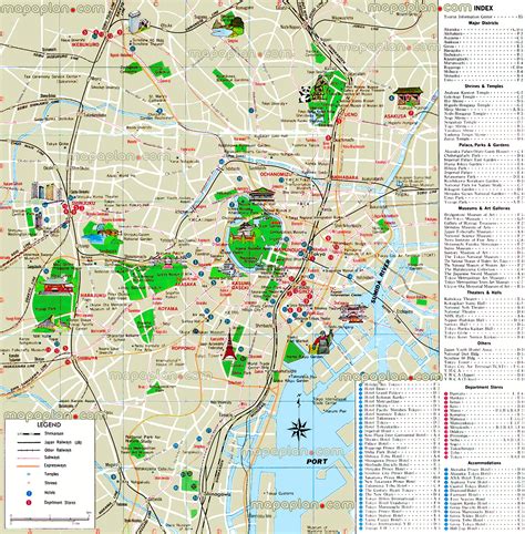 Tokyo landmarks map - Tourist information center easy overview map with ...