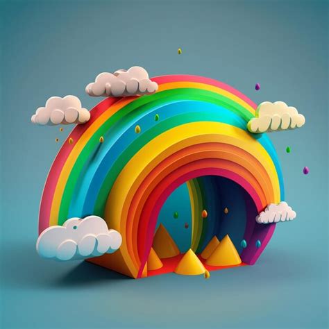 Premium Photo | 3d rainbow with clouds ai generative