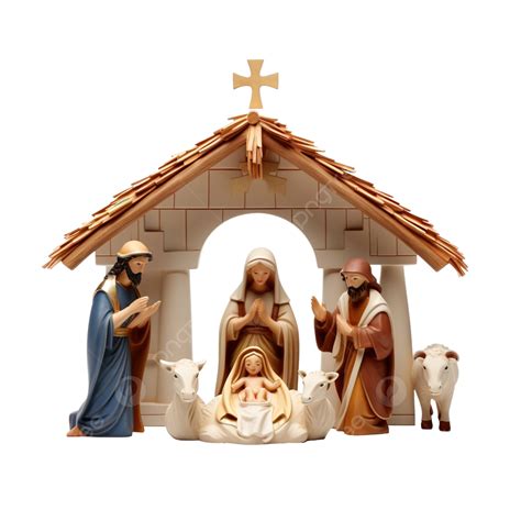 Christmas Nativity Scene With Figures Including Jesus, Mary, Joseph And Animals, Jesus PNG ...