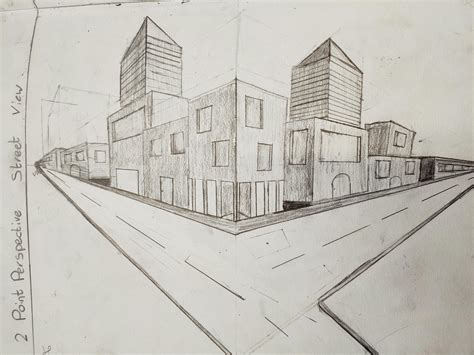 2 Point Perspective Drawing Of A Street