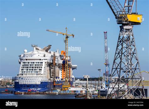 Construction of the Celebrity APEX cruise ship at the Chantiers de l'Atlantique, shipyard in the ...