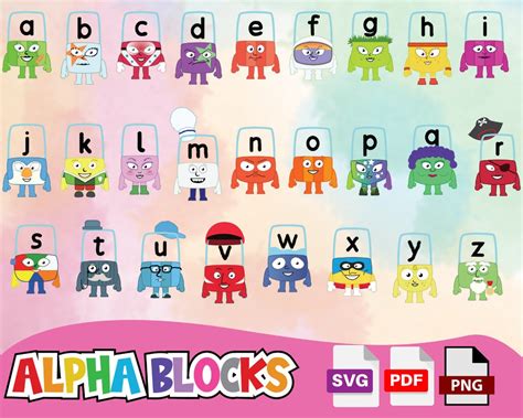 Alpha Blocks SVG Bundle Alpha Blocks Vector Set SVG PDF Png Cartoon Svg Alpha Blocks Vector Set ...