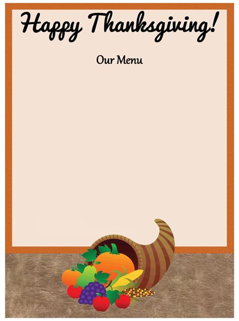 Thanksgiving Menu Template Printable - Detrester.com