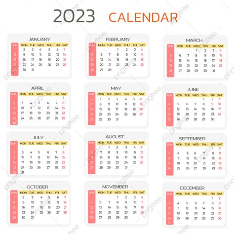 2023 Calendars PNG Image, 2023 Calendar English Transparent Perpetual ...