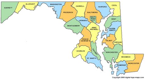 Printable Map Of Maryland Counties