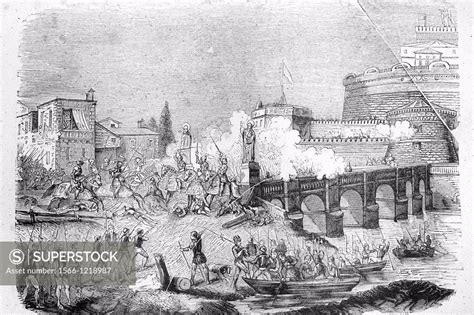 Sack of Rome, 1527 Antique illustration, 1856 - SuperStock