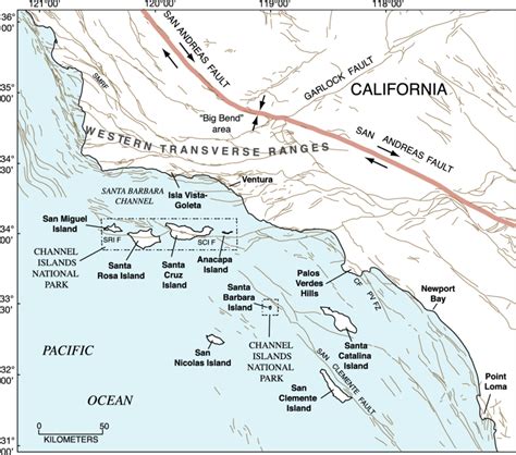 Fault map of southern California (redrawn from Jennings (1994)) and ...