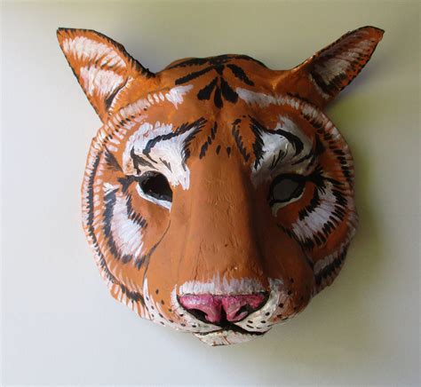 Bengal Tiger mask, unique mask, animal mask, paper mache, wearable | Tiger mask, Mask painting ...