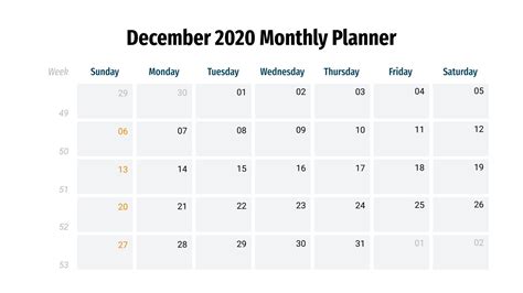 December Monthly Planner Infographics for Google Slides & PPT