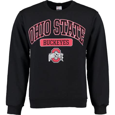 Men's Black Ohio State Buckeyes Cotton Poly Fleece Crew Sweatshirt ...