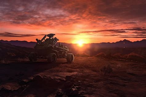 Premium AI Image | Mars rover capturing a martian sunset created with generative ai