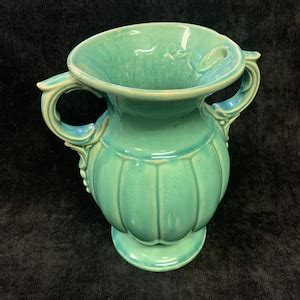 Mccoy Turquoise Urn Shaped Vase Mccoy High Gloss Tourquoise Urn - Etsy