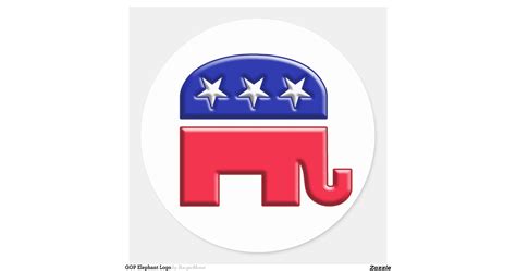 gop_elephant_logo_classic_round_sticker ...