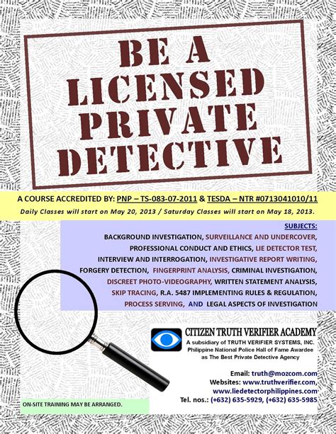 Truth Verifier Systems, Inc.: Be A Licensed Private Detective (Private ...